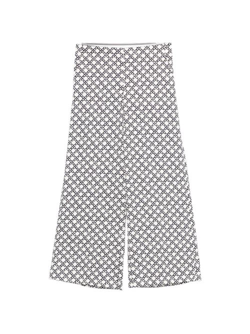 Pantalone donna Emme Marella stampato bianco e blu in raso di cotone stretch EMME Marella | TAPIOCA001